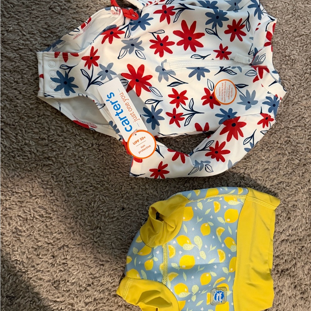 Carter's Floral and Lemon Print Baby Swimsuits- nwt- 9 month